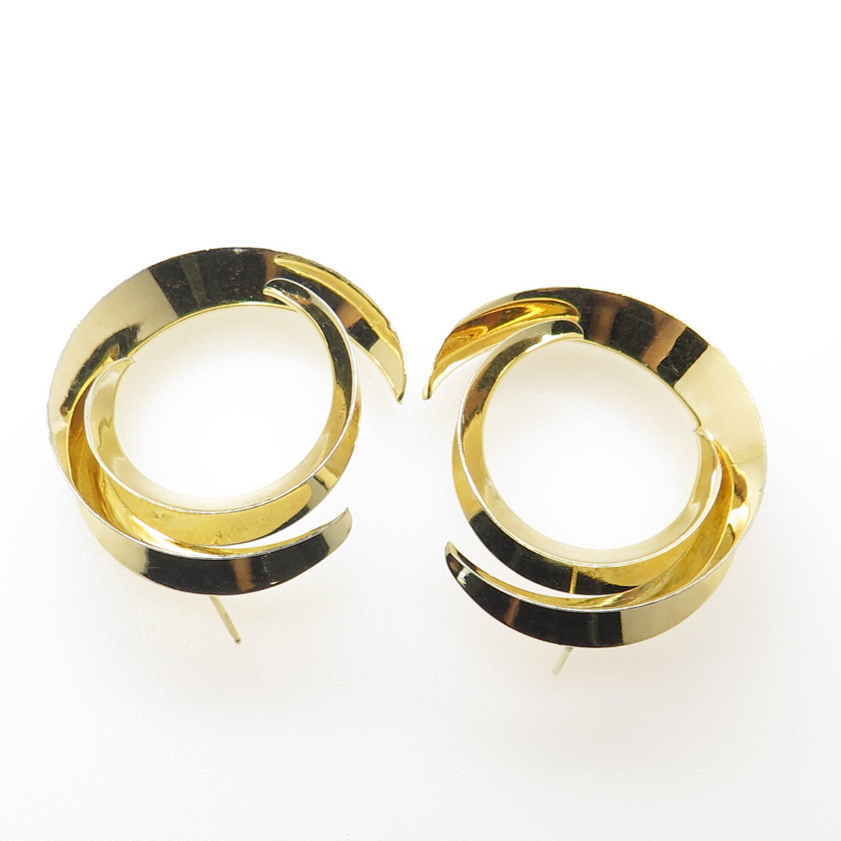 SUZANNE SYZ 925 Sterling Silver Gold Plated Crescent Modernist Earrings