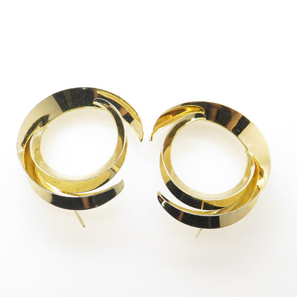 SUZANNE SYZ 925 Sterling Silver Gold Plated Crescent Modernist Earrings