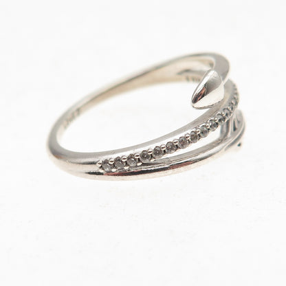 Pandora 925 Sterling Silver Round-Cut C Z Sparkling Arrow Loved Ring Size 8.5