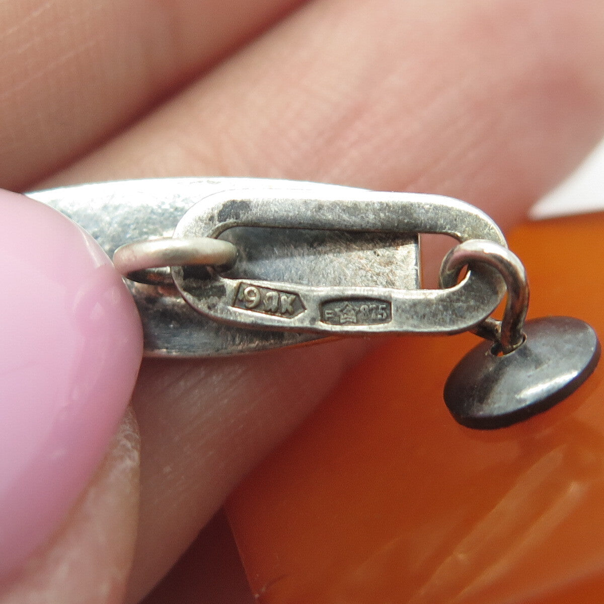 875 Silver Vintage Real Amber Moscow 1980 Olympic Games Cufflinks