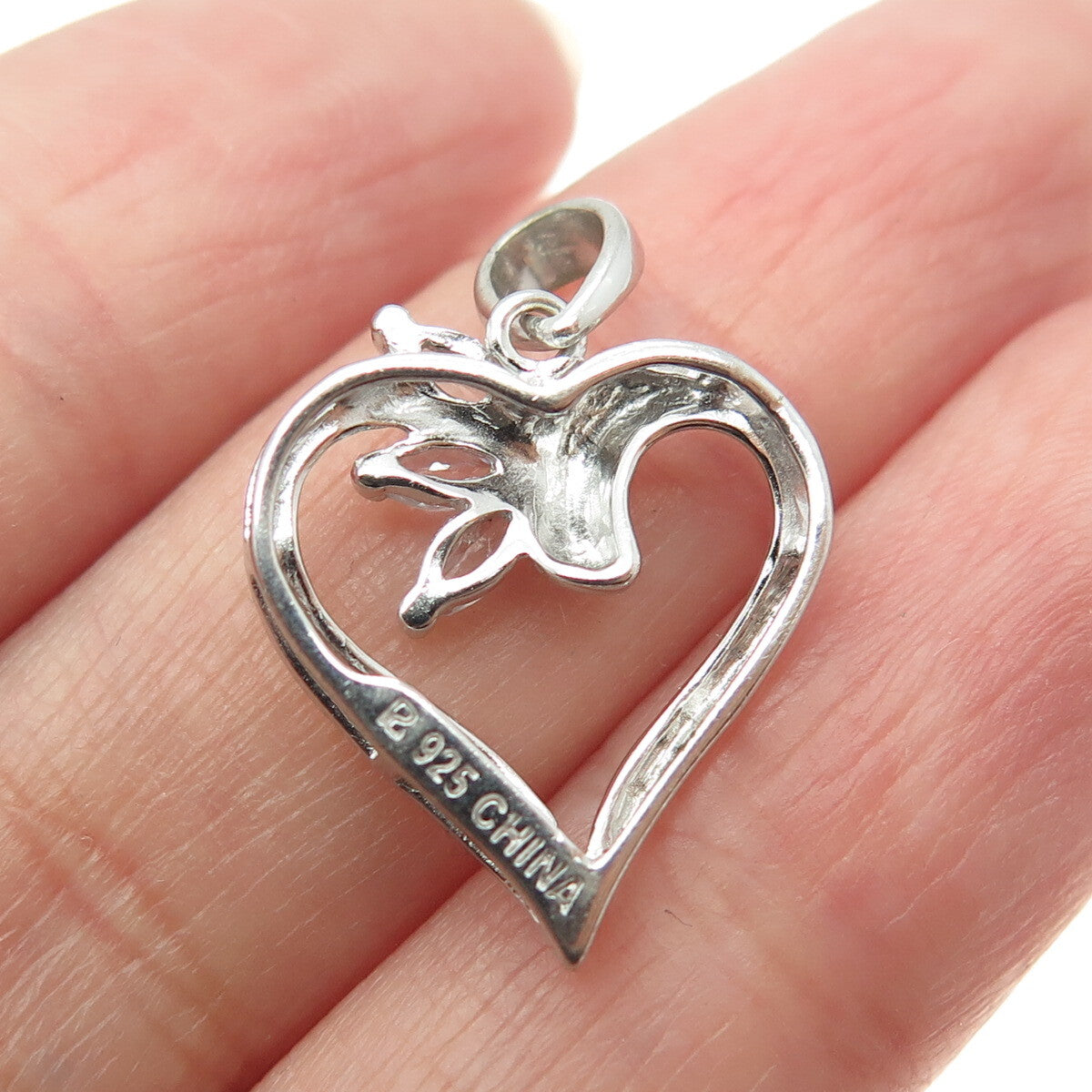 ROSS SIMONS 925 Sterling Silver Diamond Accent & Blue Topaz Heart Mini Pendant