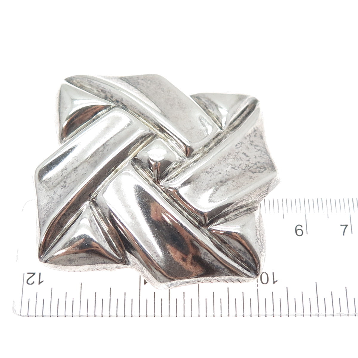 925 Sterling Silver Vintage Mexico Modernist Oxidized Pin Brooch / Pendant