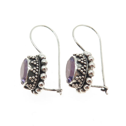 SUARTI BALI 925 Sterling Silver Vintage Real Amethyst Beaded Earrings