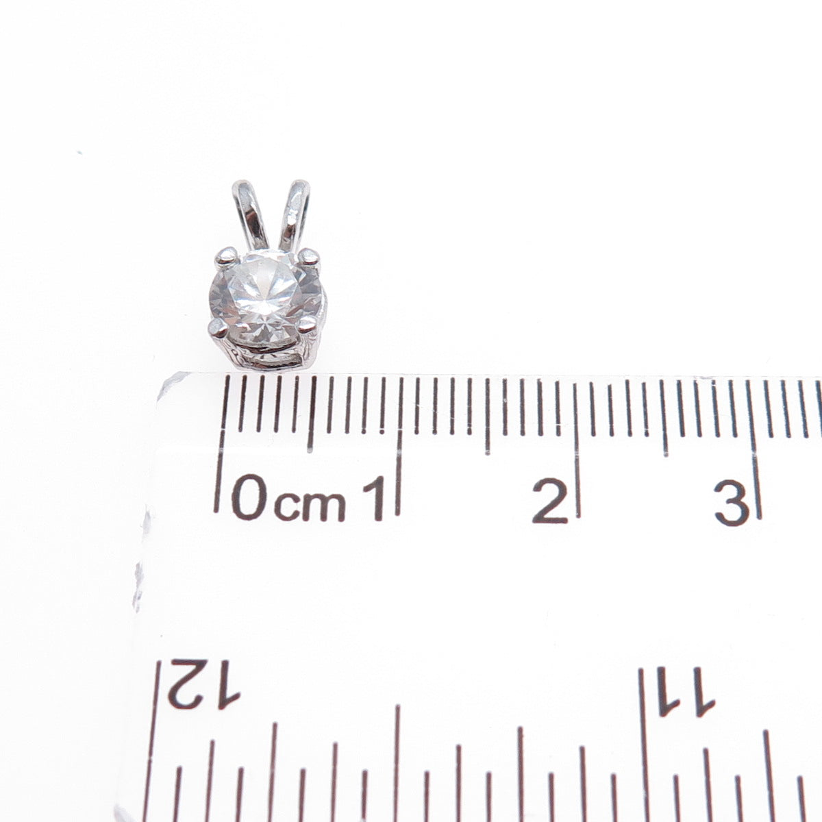 925 Sterling Silver Round-Cut C Z Minimalist Charm Pendant