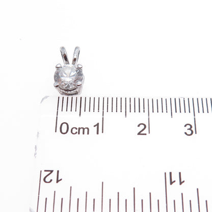 925 Sterling Silver Round-Cut C Z Minimalist Charm Pendant