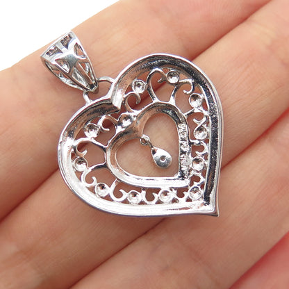 MICHAEL ANTHONY 925 Sterling Silver Real Diamond Accent Heart Pendant