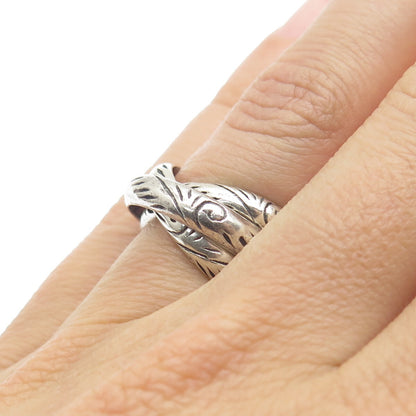 925 Sterling Silver Vintage Engraved Trinity Interlocked Band Ring Size 6