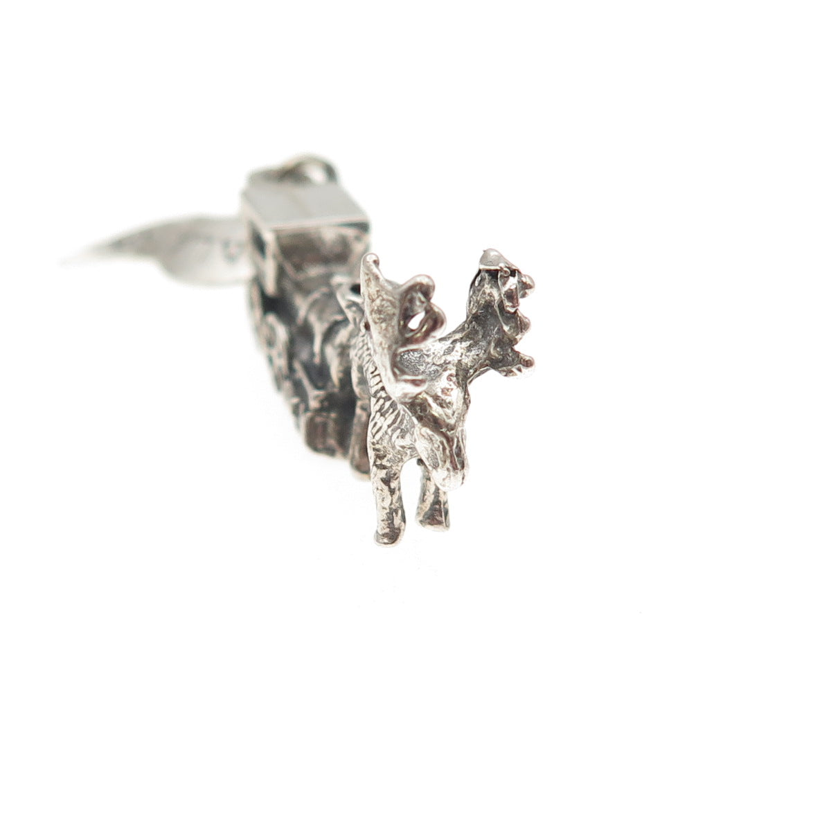 Pacific Jewelry 925 Sterling Vintage Steam Locomotive Train Moose Alaska Pendant