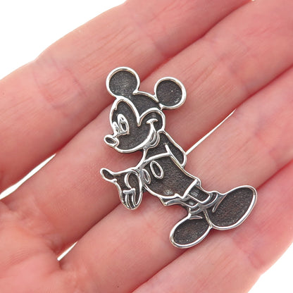 Disney 925 Sterling Silver Vintage Mickey Mouse Oxidized Slide Charm Pendant