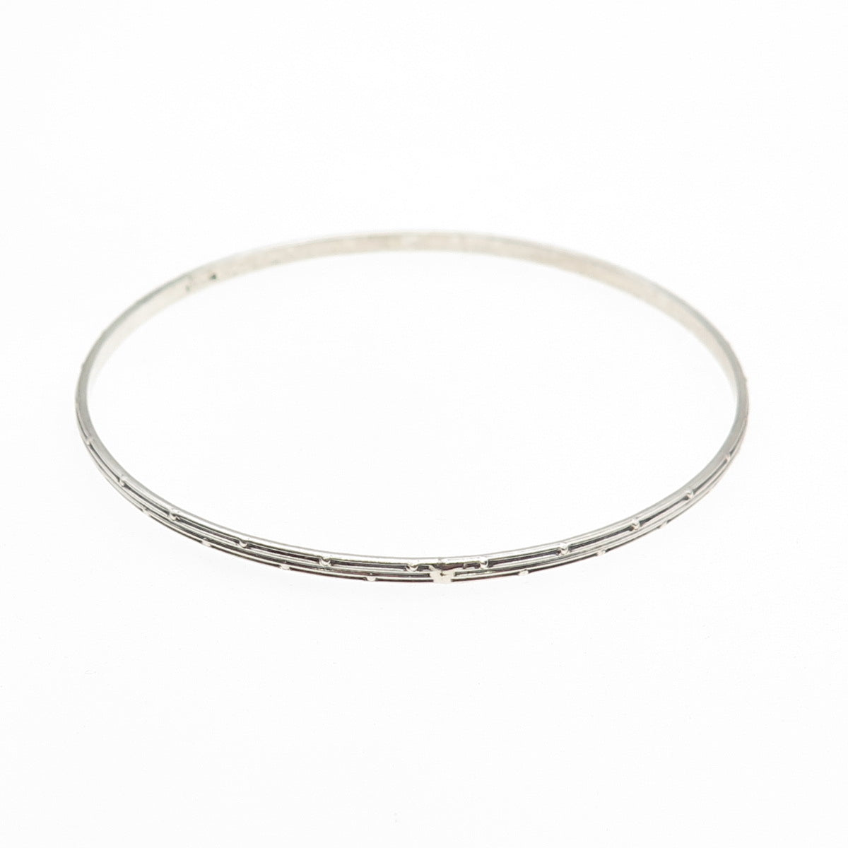 BEAU 925 Sterling Silver Antique Art Deco Dotted Oxidized Bangle Bracelet 7.75"