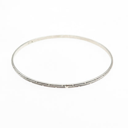 BEAU 925 Sterling Silver Antique Art Deco Dotted Oxidized Bangle Bracelet 7.75"