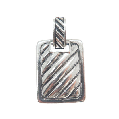 SIDNEY EVAN 925 Sterling Silver Vintage Modernist Ribbed Oxidized Pendant