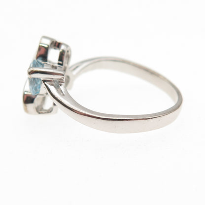 925 Sterling Silver Real Blue Topaz Infinity Ring Size 6.75