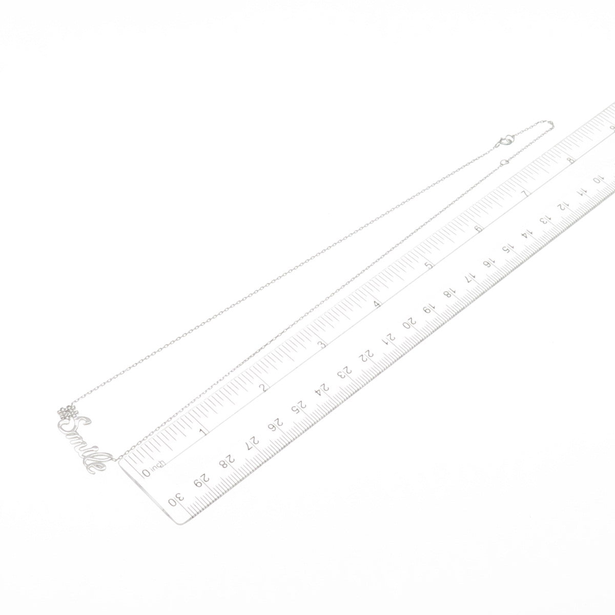 925 Sterling Silver Round-Cut C Z #Smile Cable Chain Necklace 16-18"