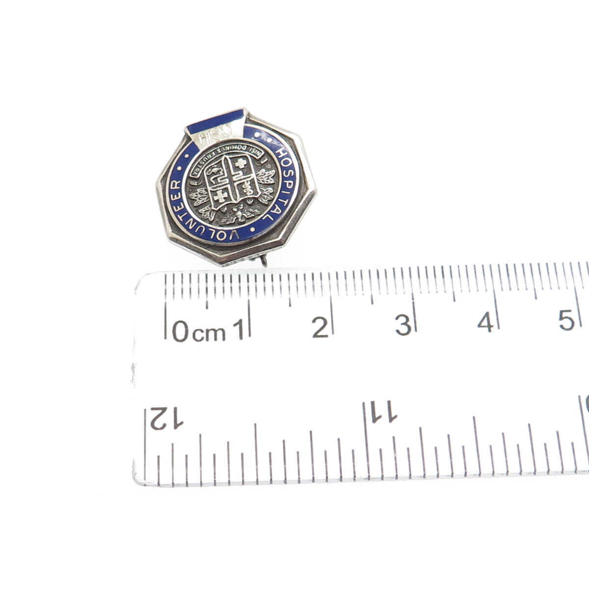 BALE 925 Sterling Silver Vintage Enamel Hospital Volunteer CSH Lapel Pin Brooch