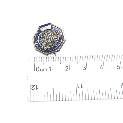 BALE 925 Sterling Silver Vintage Enamel Hospital Volunteer CSH Lapel Pin Brooch