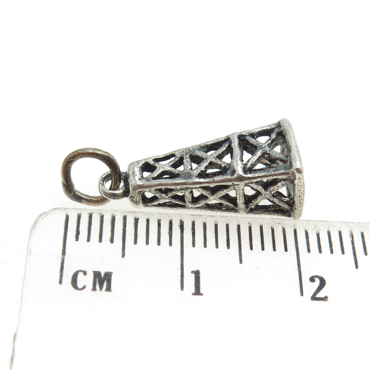 925 Sterling Silver Vintage Oil Derrick 3D Charm Pendant