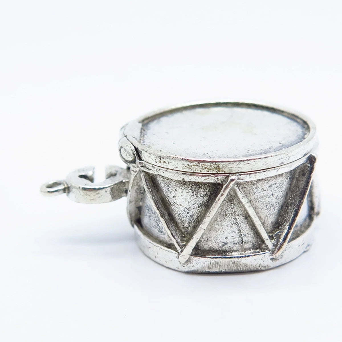 925 Sterling Silver Vintage Drum Musical instrument Locket Pendant