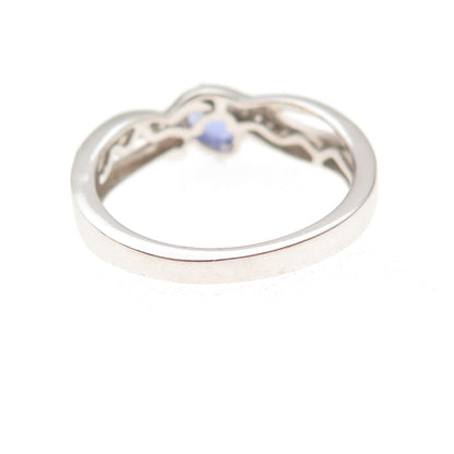 Chuck Clemency 925 Sterling Silver Real Tanzanite & White Topaz Ring Size 8.25