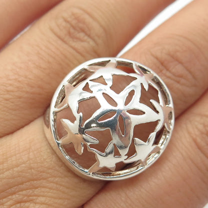 925 Sterling Silver Vintage Star Domed Ring Size 8.25