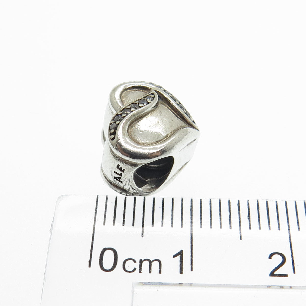 PANDORA 925 Sterling Silver C Z Dreams of Love Heart Bead Charm