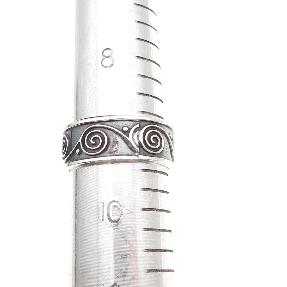 925 Sterling Silver Vintage Mexico Spiral Oxidized Band Ring Size 9.5