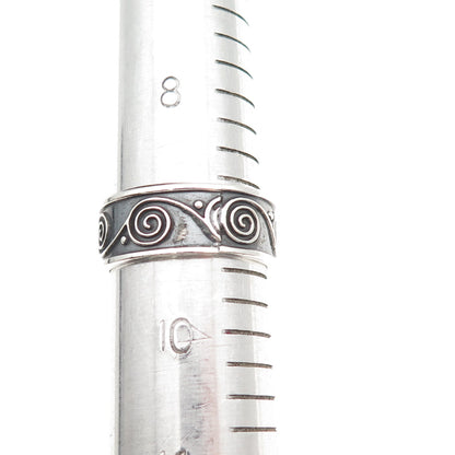 925 Sterling Silver Vintage Mexico Spiral Oxidized Band Ring Size 9.5