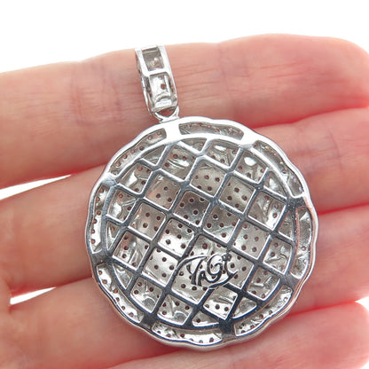 DESIGNS BY YAGI 925 Sterling Silver Round-Cut C Z Sparkle Curb Link Pendant