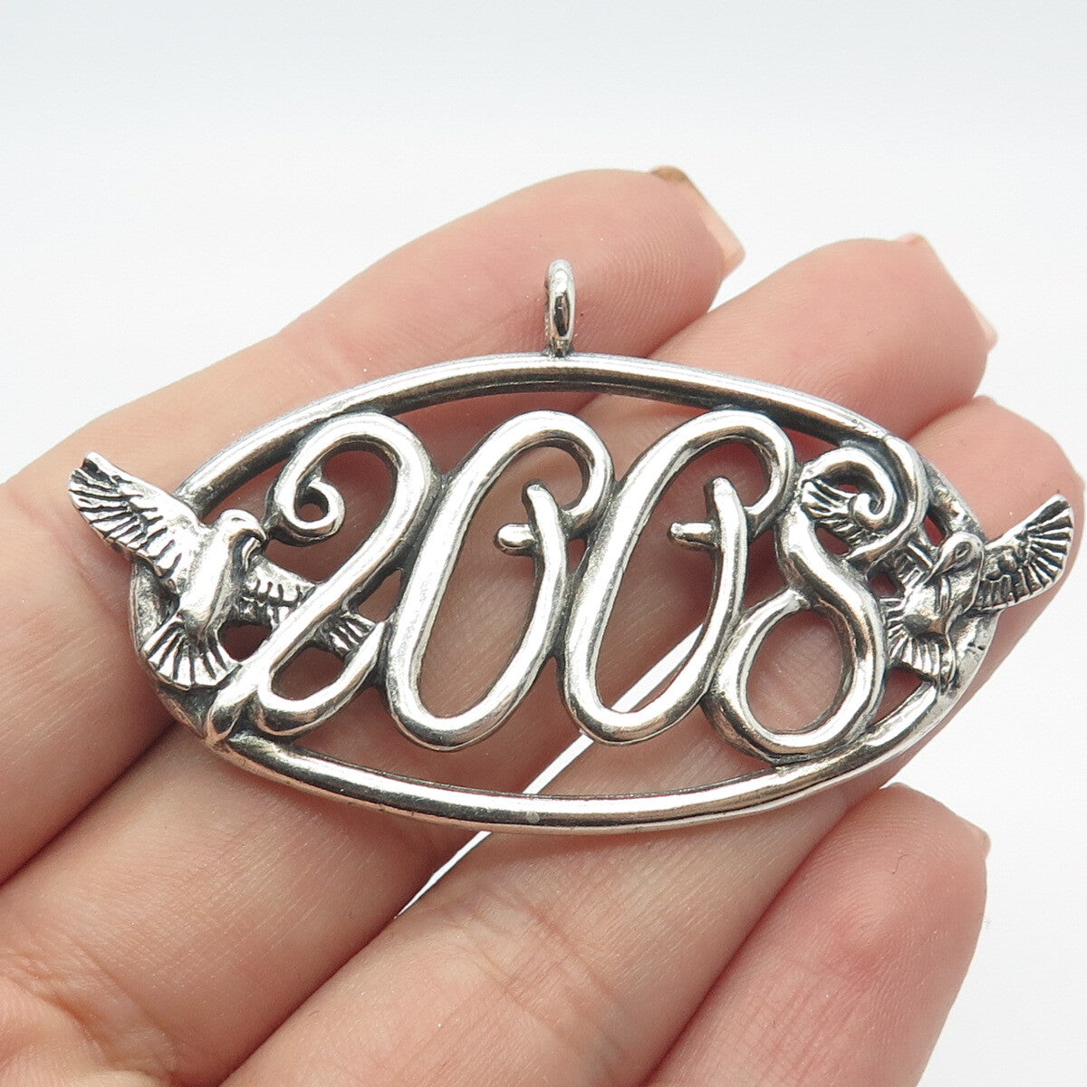 925 Sterling Silver Vintage "2008" Hummingbird Bird Christmas Tree Ornament