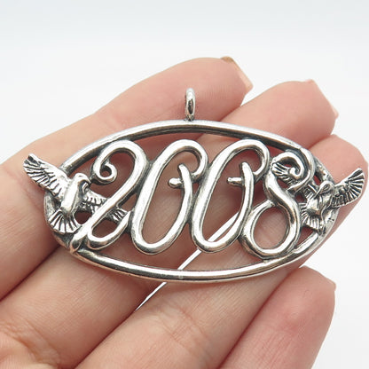 925 Sterling Silver Vintage "2008" Hummingbird Bird Christmas Tree Ornament