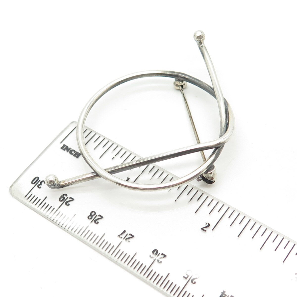925 Sterling Silver Vintage Handcrafted Modernist Knot Pin Brooch