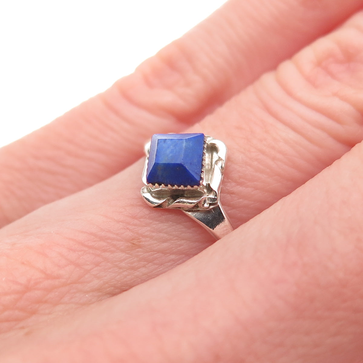 Old Pawn 925 Sterling Silver Vintage Southwestern Lapis Tribal Ring Size 6