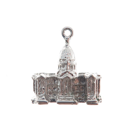 DIVERA 925 Sterling Silver Antique US Capitol Building Minimalist 3D Pendant