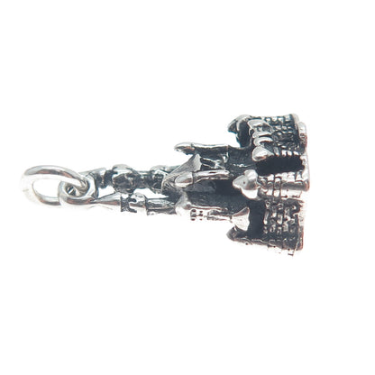 WALT DISNEY 925 Sterling Silver Vintage Cinderella Castle Mini 3D Charm Pendant