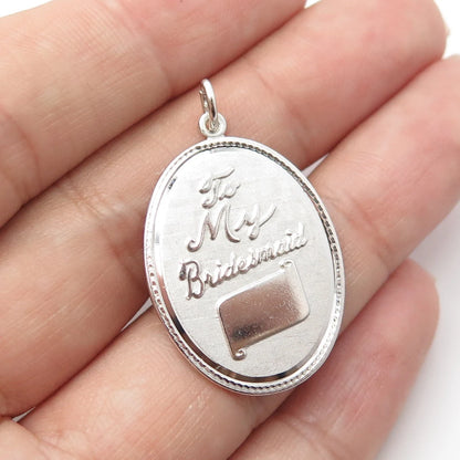 925 Sterling Silver Vintage Griffith & Sons Co "To My Bridesmaid" Pendant