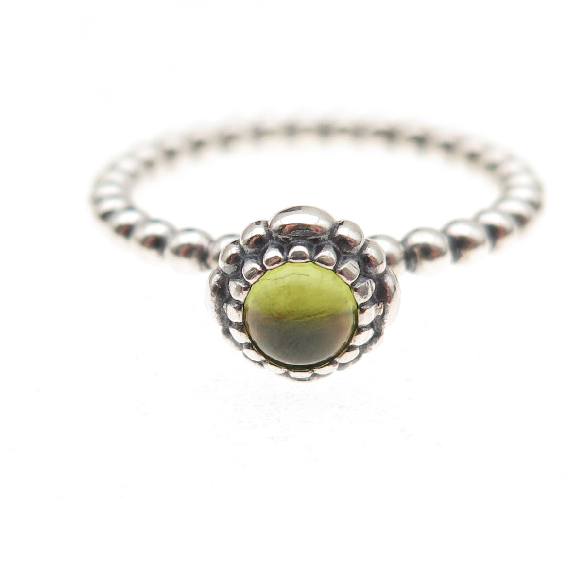 Pandora 925 Sterling Silver Real Peridot August Birthday Blooms Ring Size 9