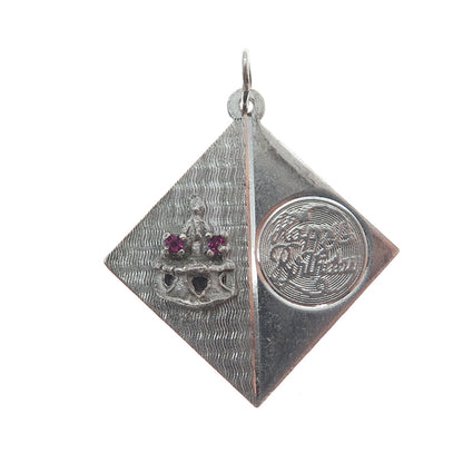 ART'S ELEGANCE 925 Sterling Silver Vintage Rhinestone Happy Birthday Pendant