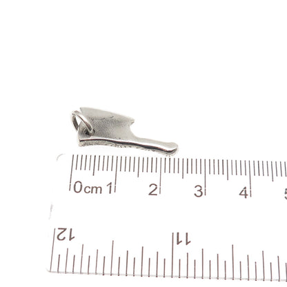 925 Sterling Silver Vintage Chef's Kitchen Knife Oxidized 3D Mini Charm Pendant