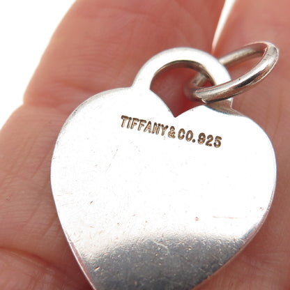 Tiffany & Co. 925 Sterling Silver Vintage Engraved SPD Mono Heart Charm Pendant