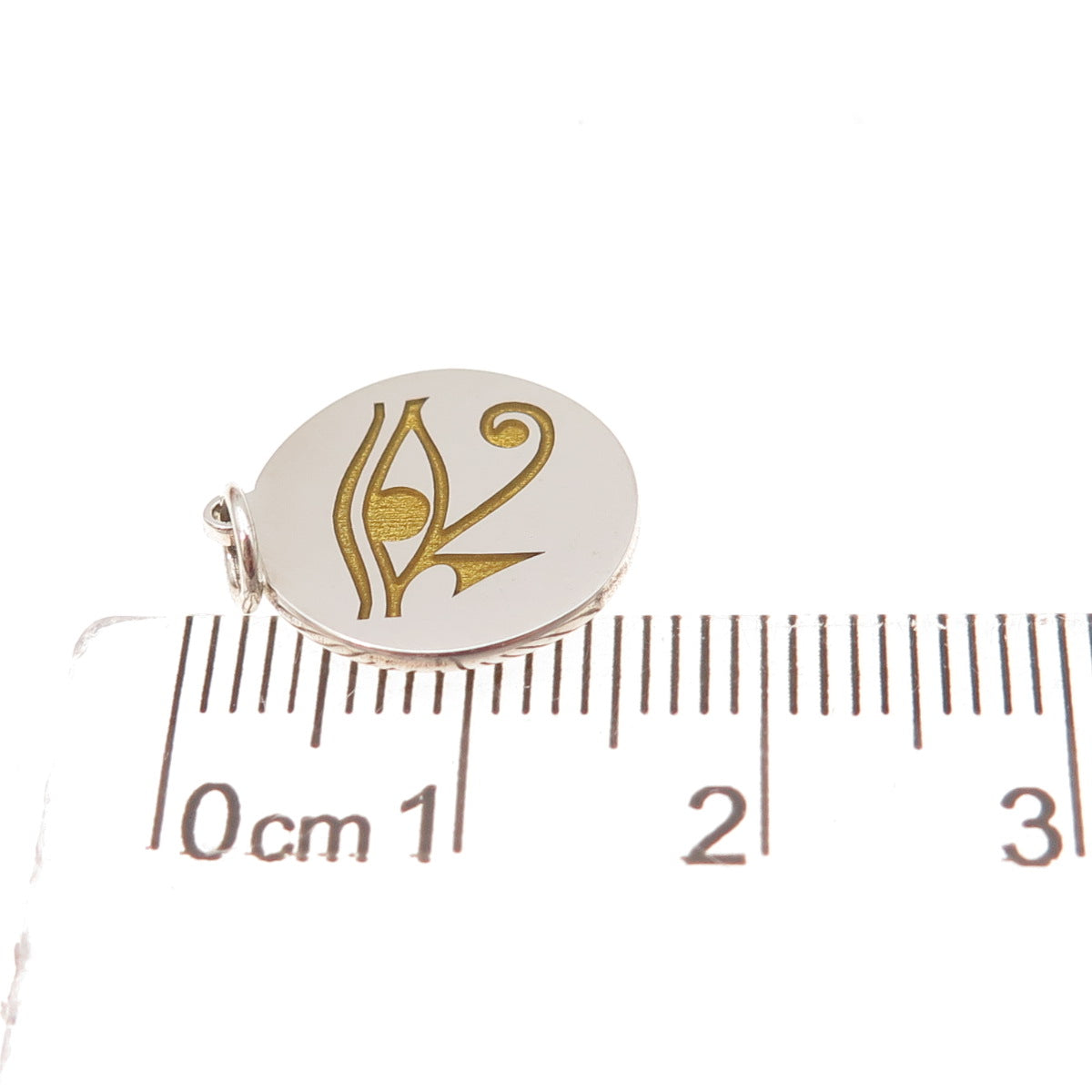 925 Sterling Silver Yellow Enamel Egyptian Eye of Horus Charm Pendant