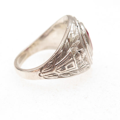 Kinney 925 Sterling Vintage 1962 Lab-Created Ruby City College SF Ring Size 9