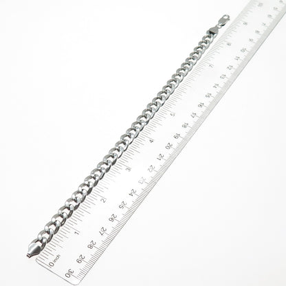 925 Sterling Silver Vintage Italy Curb Link Bracelet 8.75"