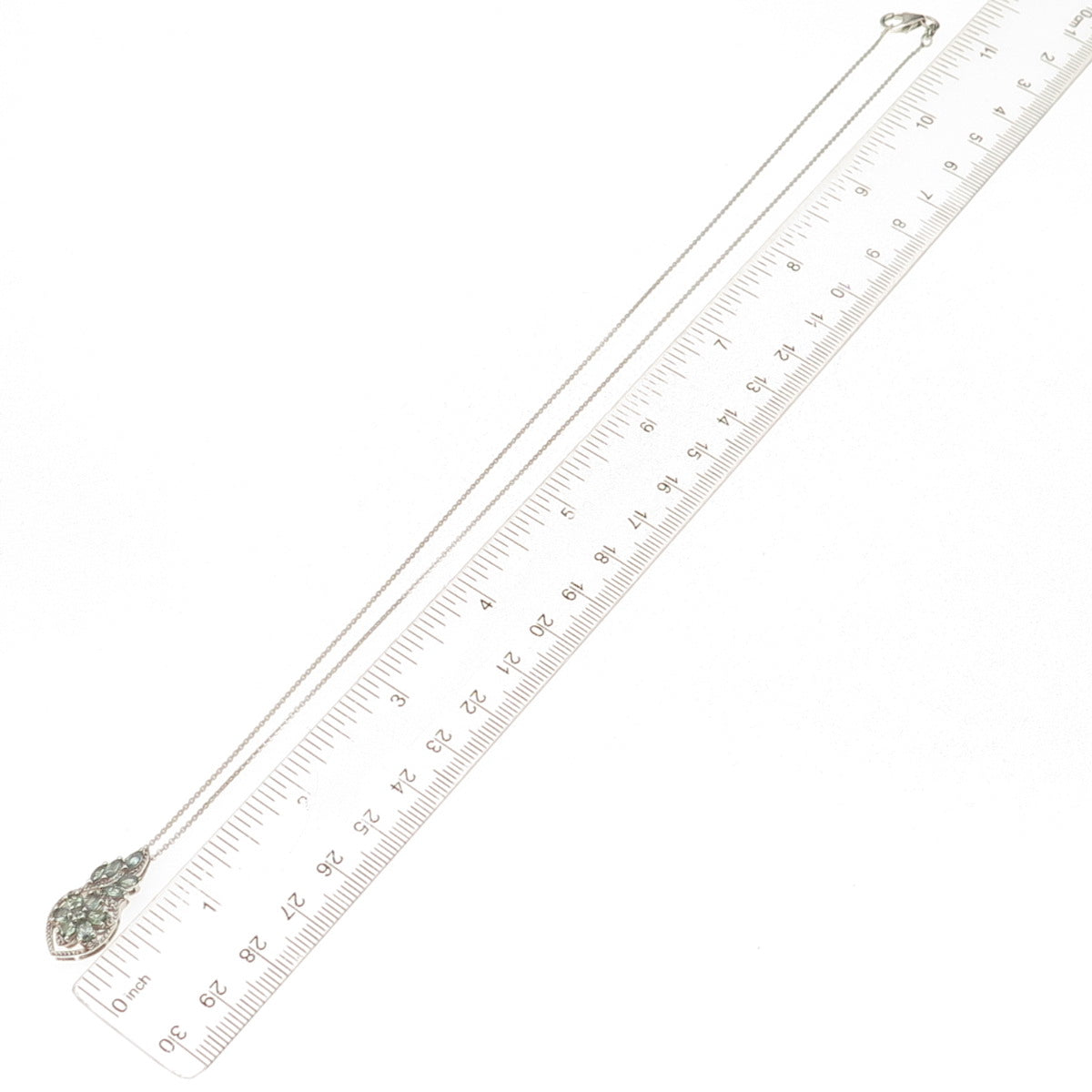 D'Joy 925 Sterling Silver Real Green Sapphire Floral Cable Chain Necklace 20"