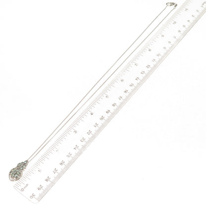 D'Joy 925 Sterling Silver Real Green Sapphire Floral Cable Chain Necklace 20"