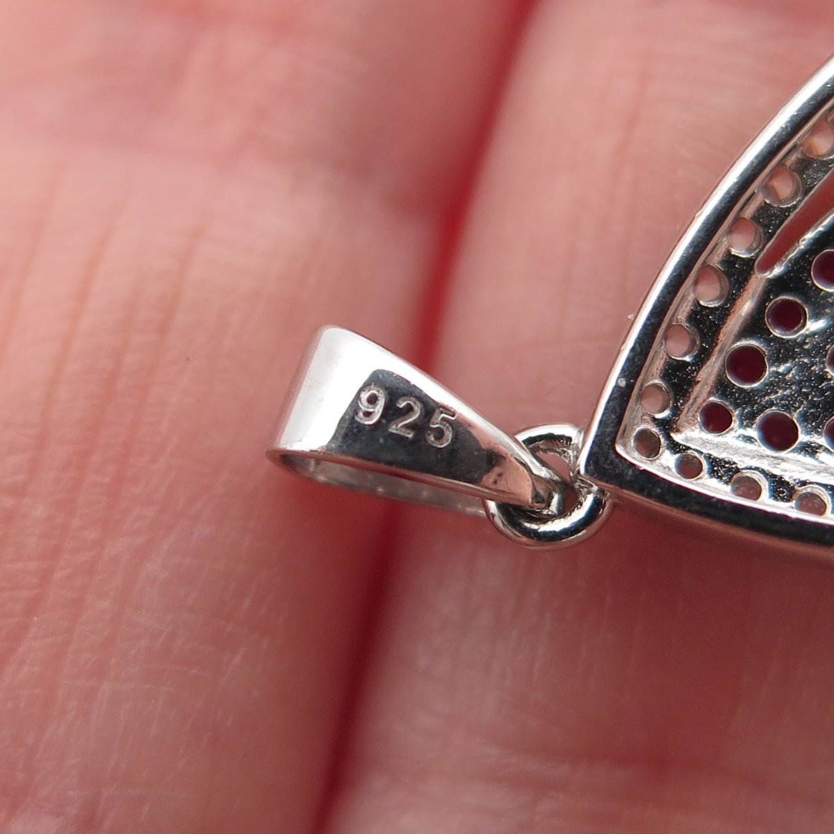 925 Sterling Silver Round-Cut Lab-Created Pink Sapphire & C Z Charm Pendant