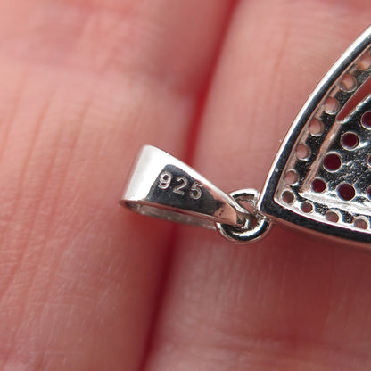 925 Sterling Silver Round-Cut Lab-Created Pink Sapphire & C Z Charm Pendant