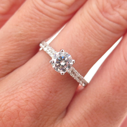 925 Sterling Silver Round-Cut C Z Engagement Ring Size 7