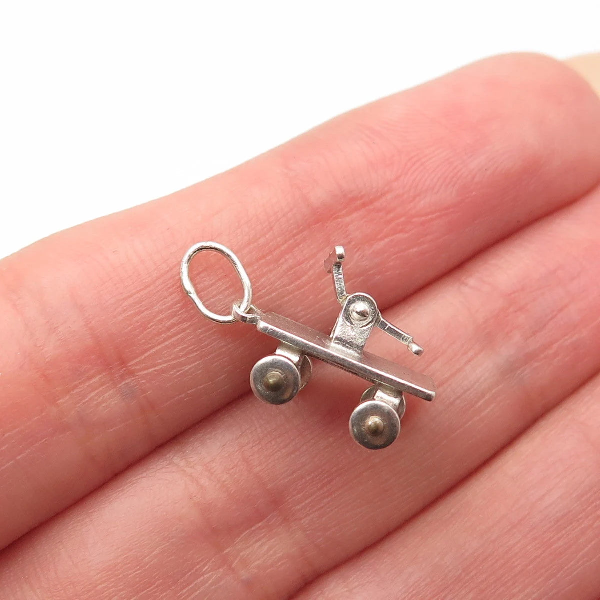 925 Sterling Silver Vintage Hand Trolley Movable Charm Pendant