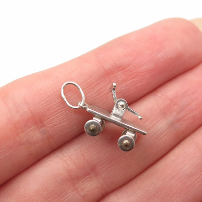 925 Sterling Silver Vintage Hand Trolley Movable Charm Pendant