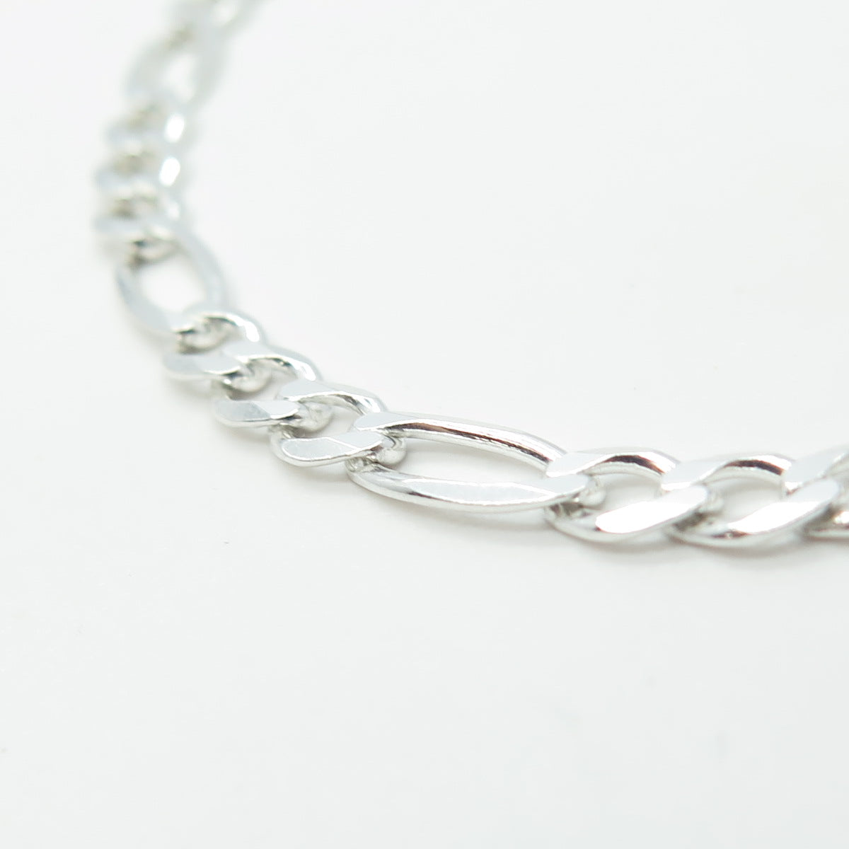 HAN 925 Sterling Silver Italy Figaro Link Bracelet 7.25"